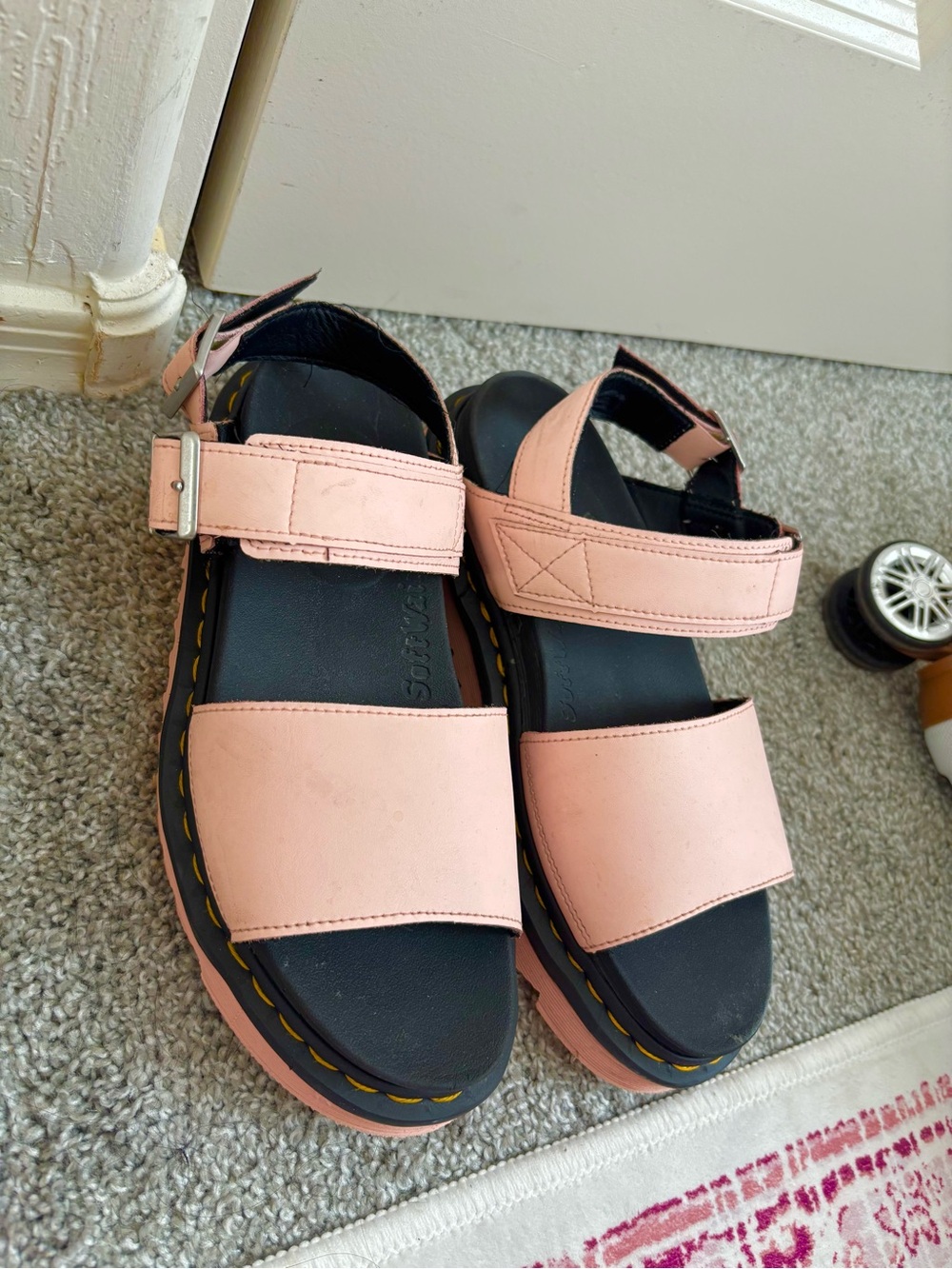 Dr Martin Platform Sandals in Light Pink